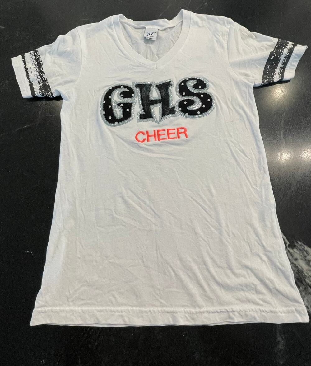 Cheer Mom  SM t-shirt Glam "GHS Cheer" black and white 100% Cotton